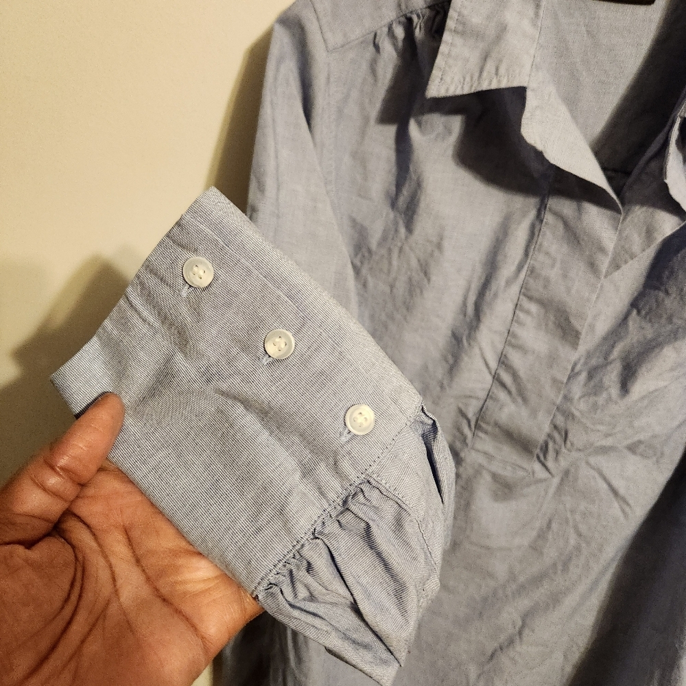Lane Bryant | Women’s Blue Quarter V-Neck Collared Blouse (Size 14/16) - Picture 5 of 12